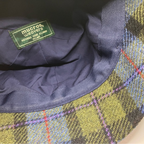 Mucros Weavers Tweed Flapper Cap Blue Green Plaid - Picture 6 of 8